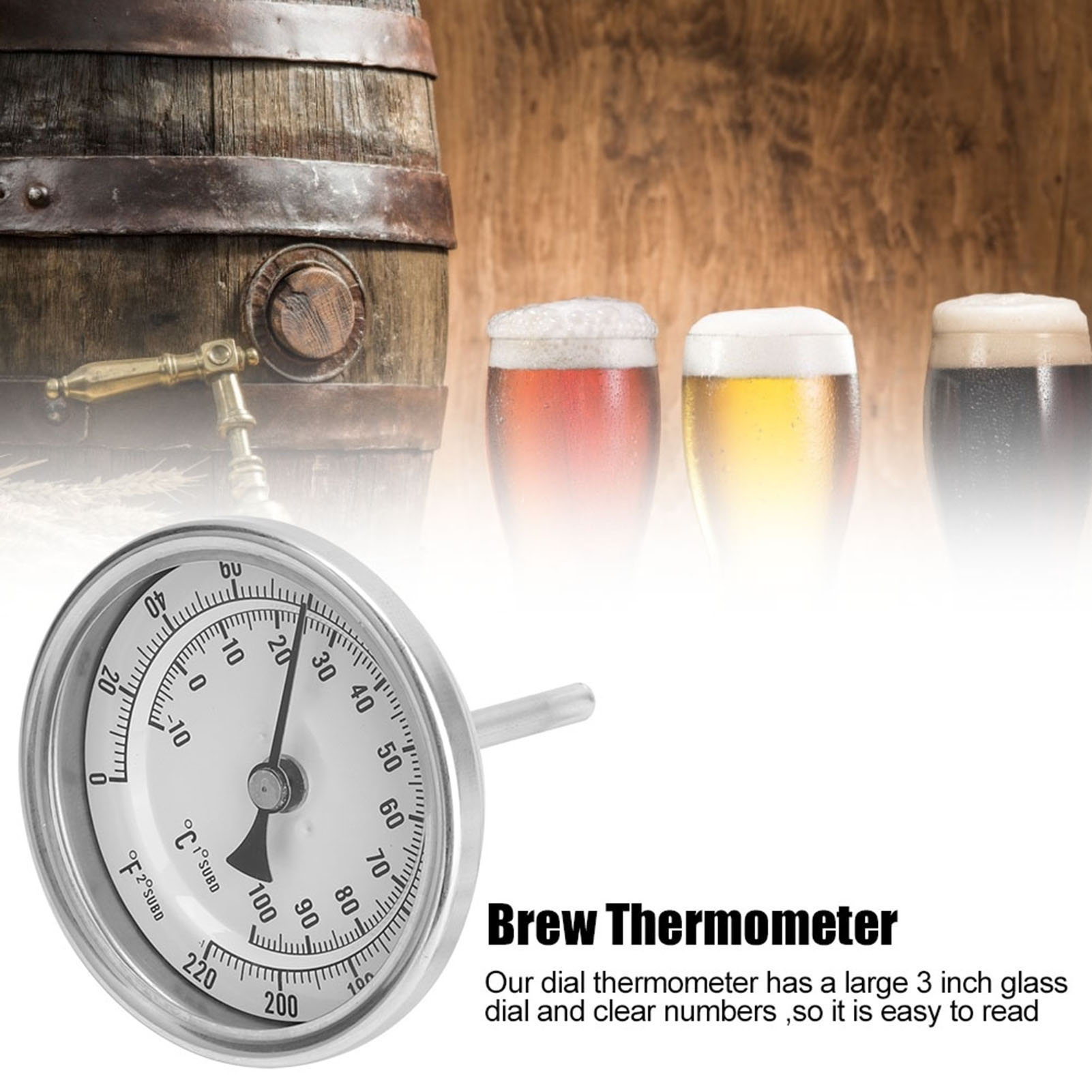 Beer Wine Kit - Kit de Termómetro Bimetálico sin Soldadura